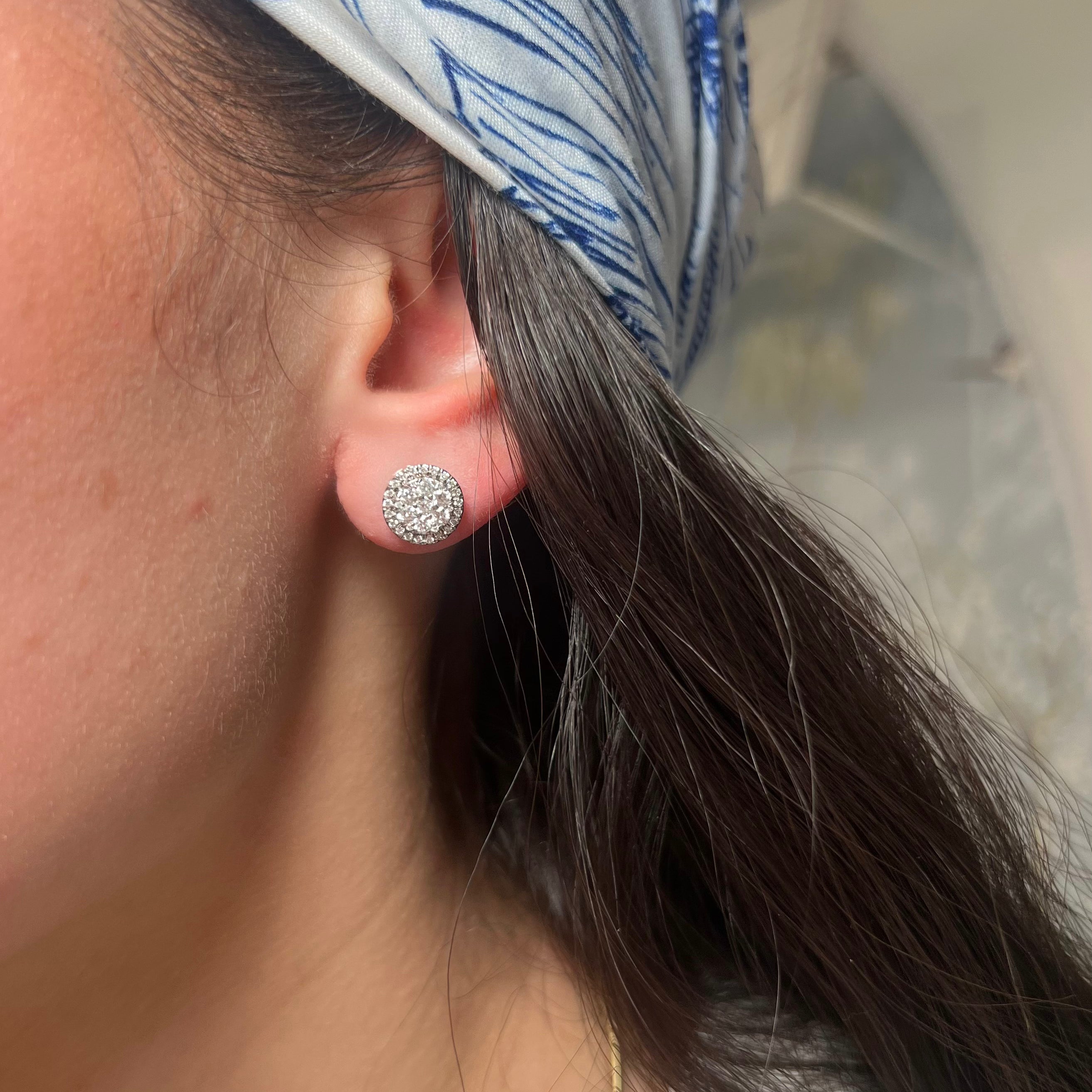 Diamond Circle Stud Earrings