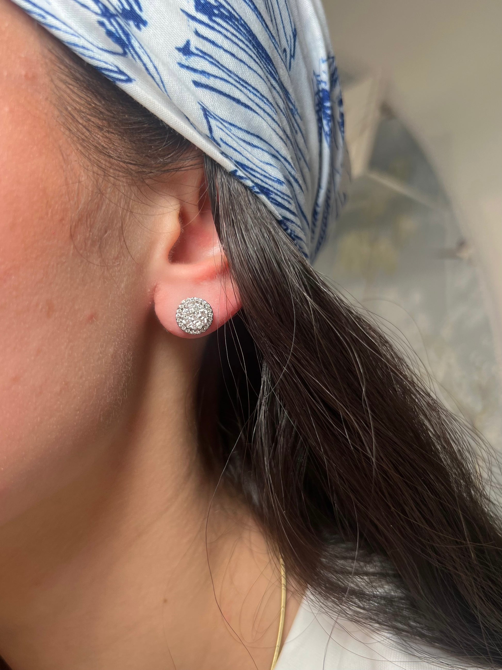 Diamond Circle Stud Earrings