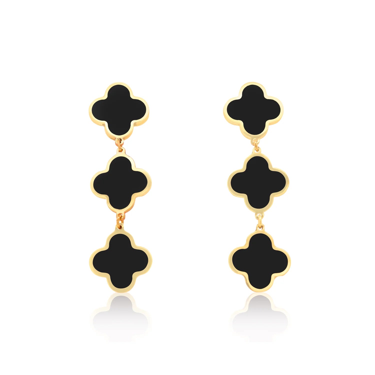 14k Gold Clover Dangle Earrings