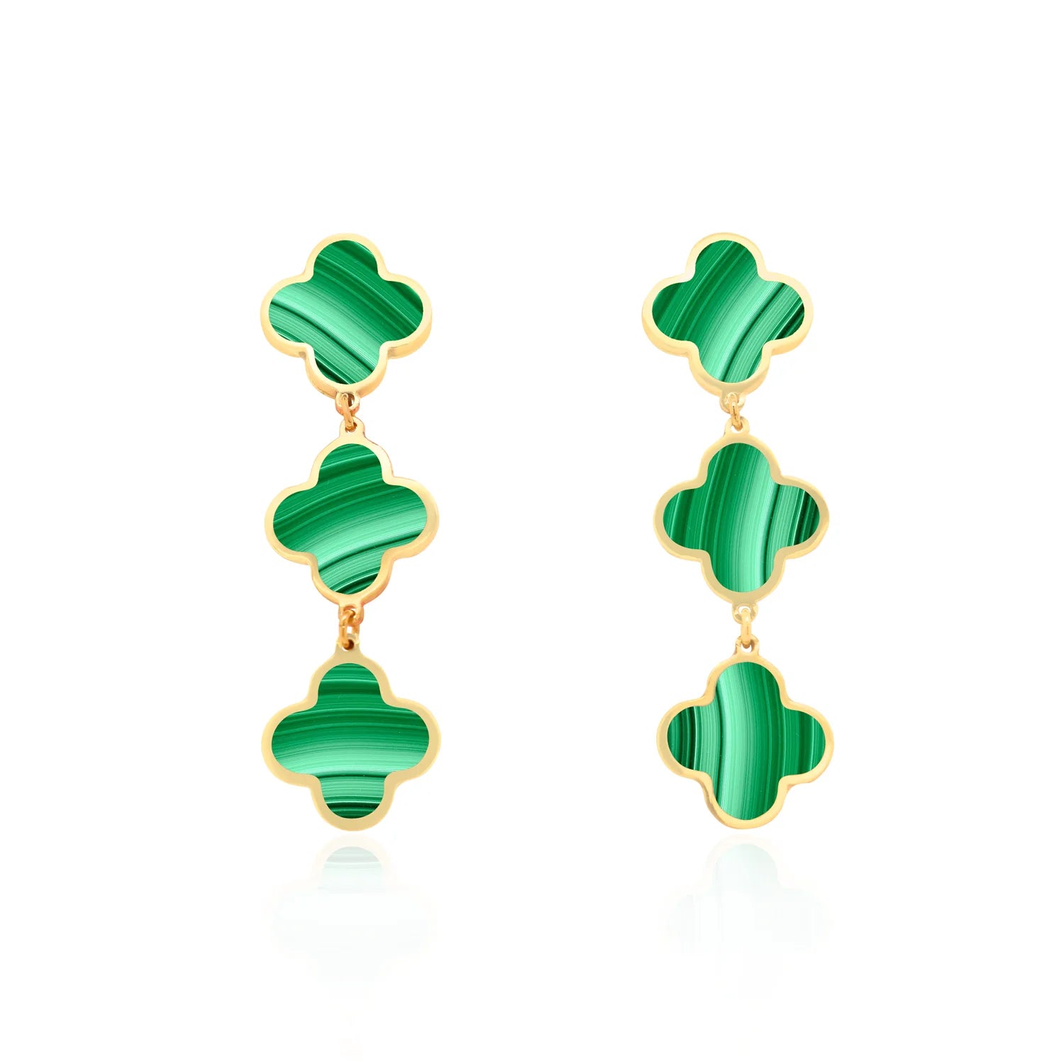 14k Gold Clover Dangle Earrings