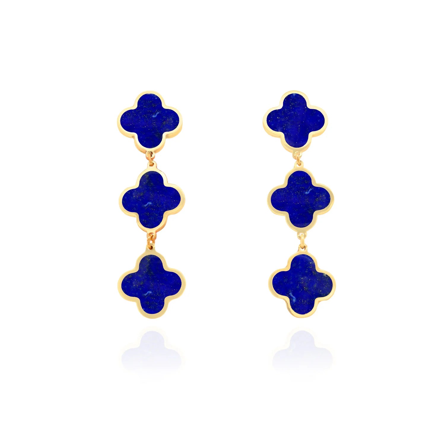 14k Gold Clover Dangle Earrings