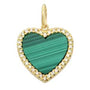 14k Yellow Gold Malachite Heart Charm with Diamonds