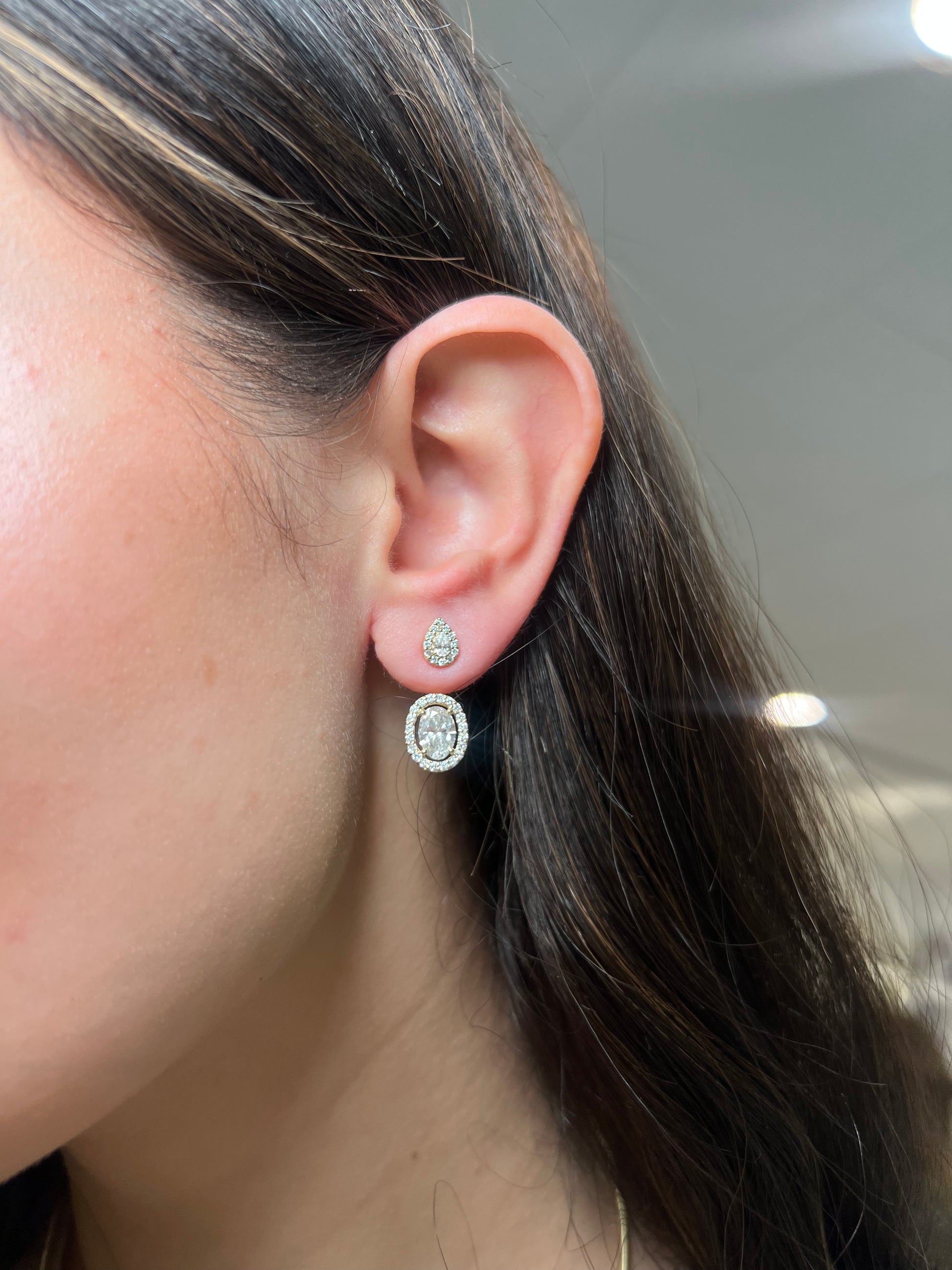 14k Gold Pear and Oval Lab Grown Diamond Ear Jacket Earrings