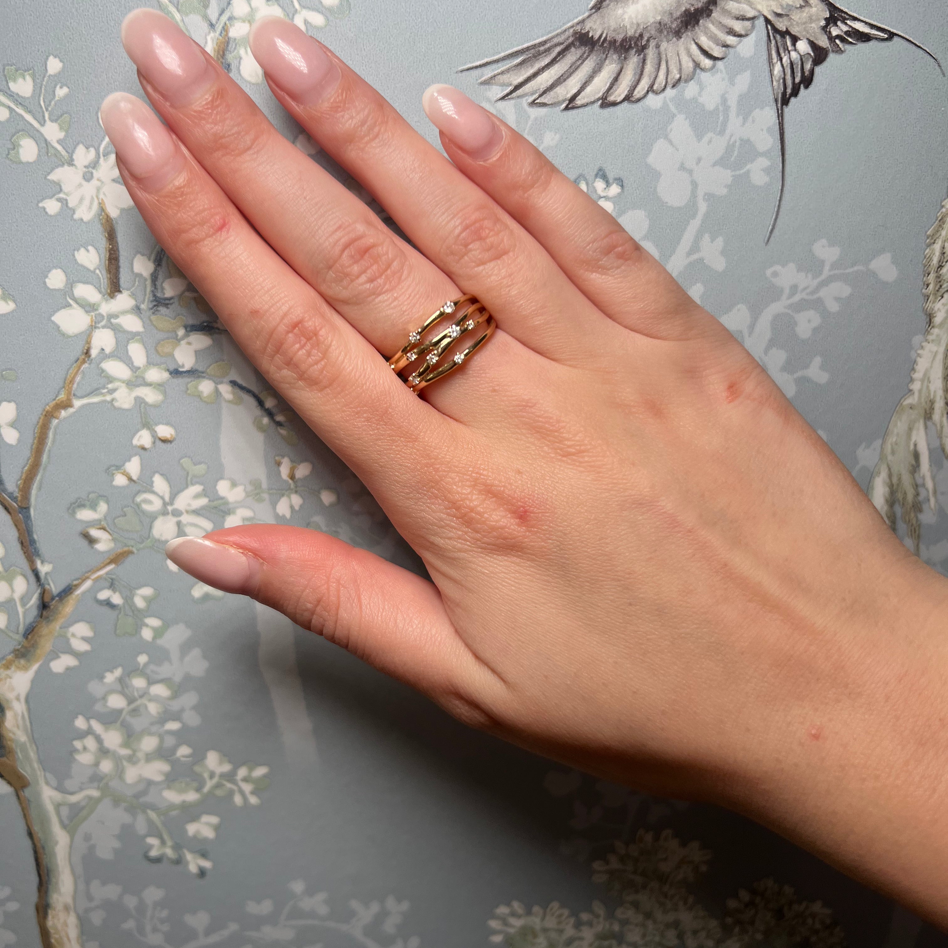 14k Wrap Ring with Diamond Stones