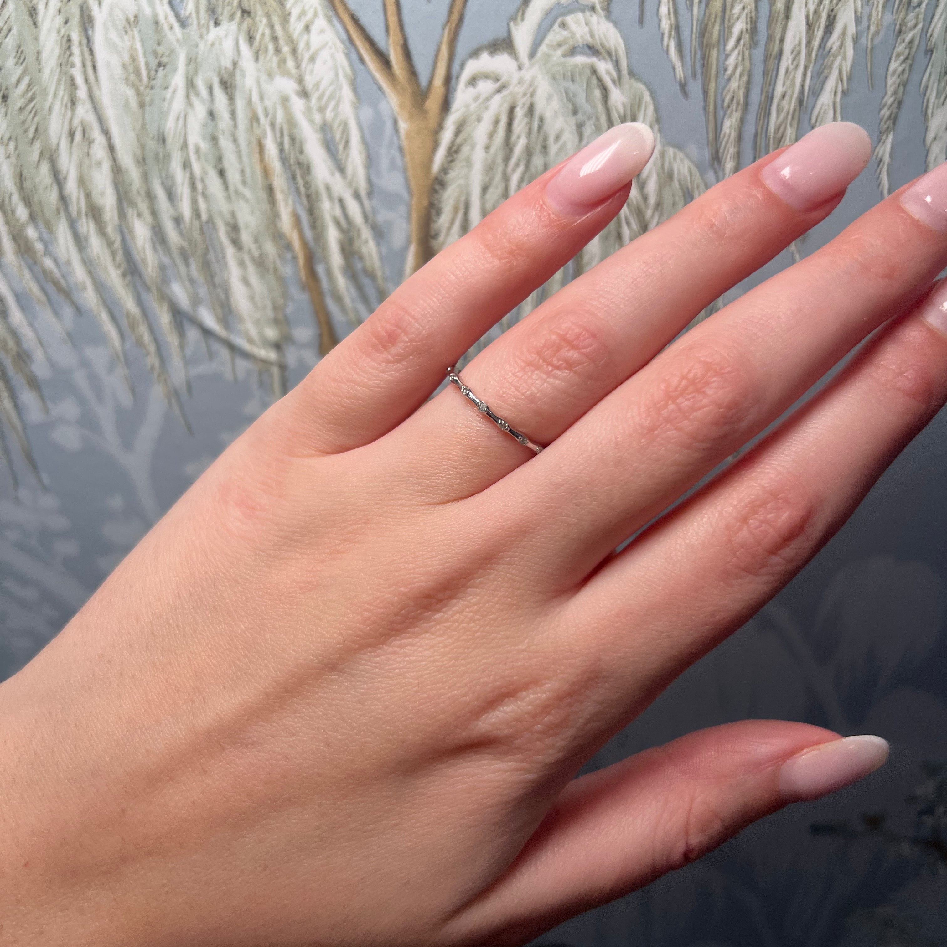 14k white gold and diamond stacking ring