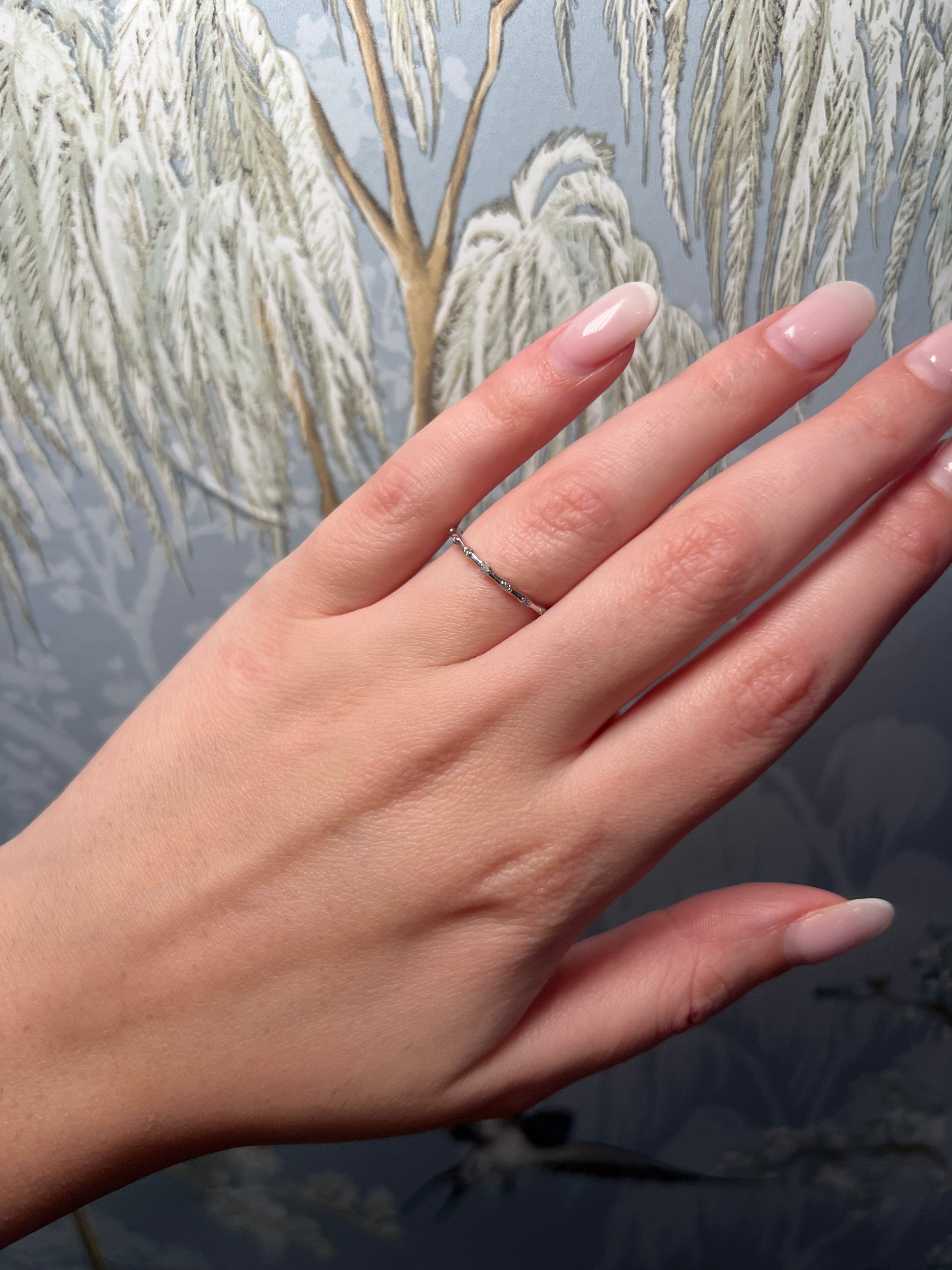 14k white gold and diamond stacking ring