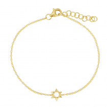 14k Yellow Gold Star of David Bracelet