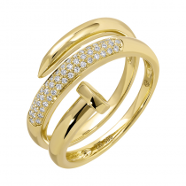 14k Yellow Gold Nail Diamond Wrap Ring