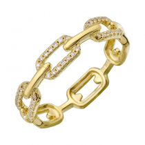 14k Yellow Gold Link Diamond Ring