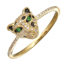 14k Yellow Gold Panther Diamond Ring