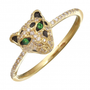14k Yellow Gold Panther Diamond Ring