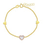 14k Gold 5"- 6" Mother of Pearl Heart Girls Bracelet