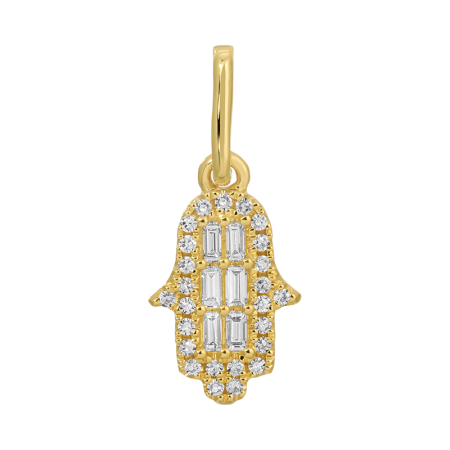 14k Yellow Gold Diamond Hamsa Charm