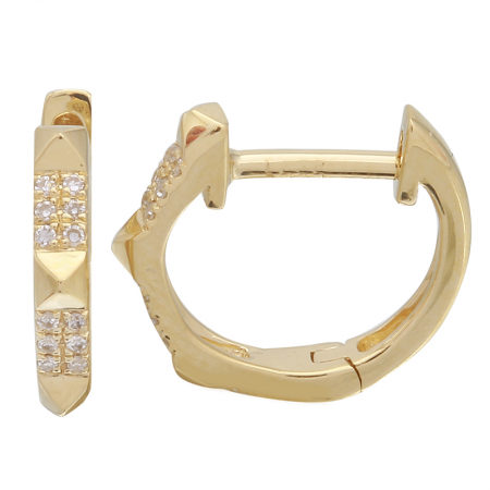 14k Yellow Gold Pyramid Diamond Earrings