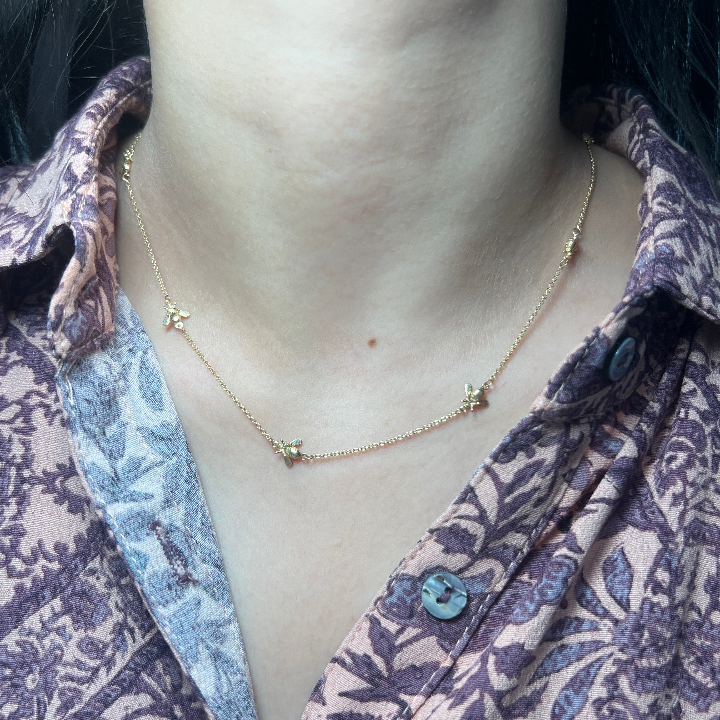 14k Yellow Gold Bee Necklace