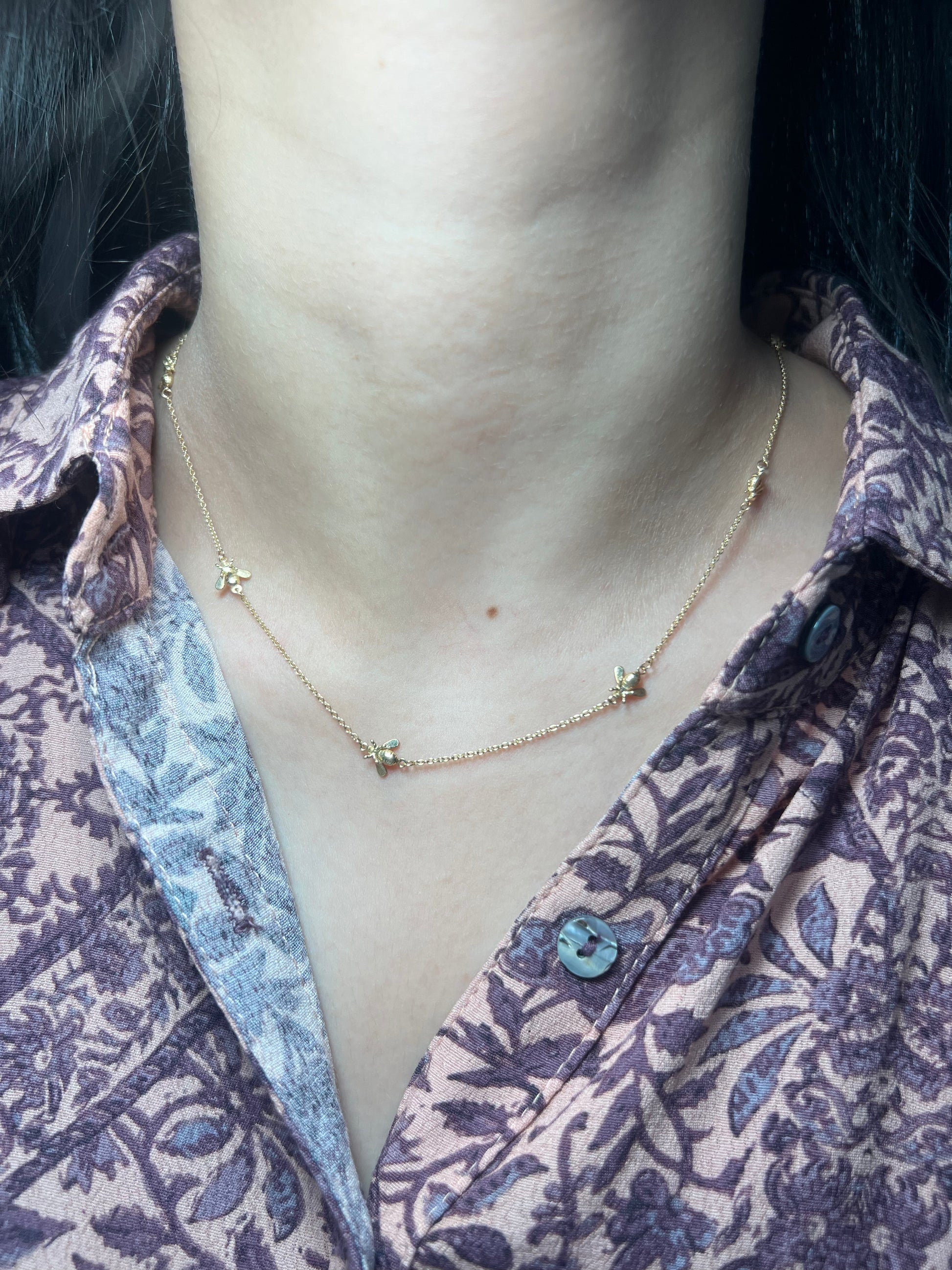 14k Yellow Gold Bee Necklace
