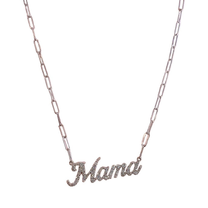 14k Gold Diamond Posh Script Necklace
