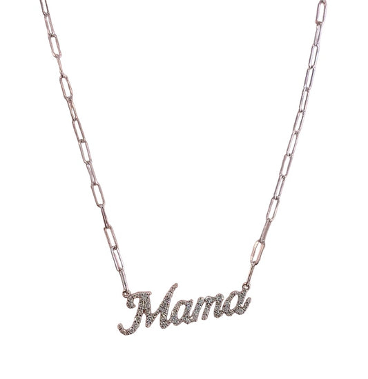 14k Gold Diamond Posh Script Necklace