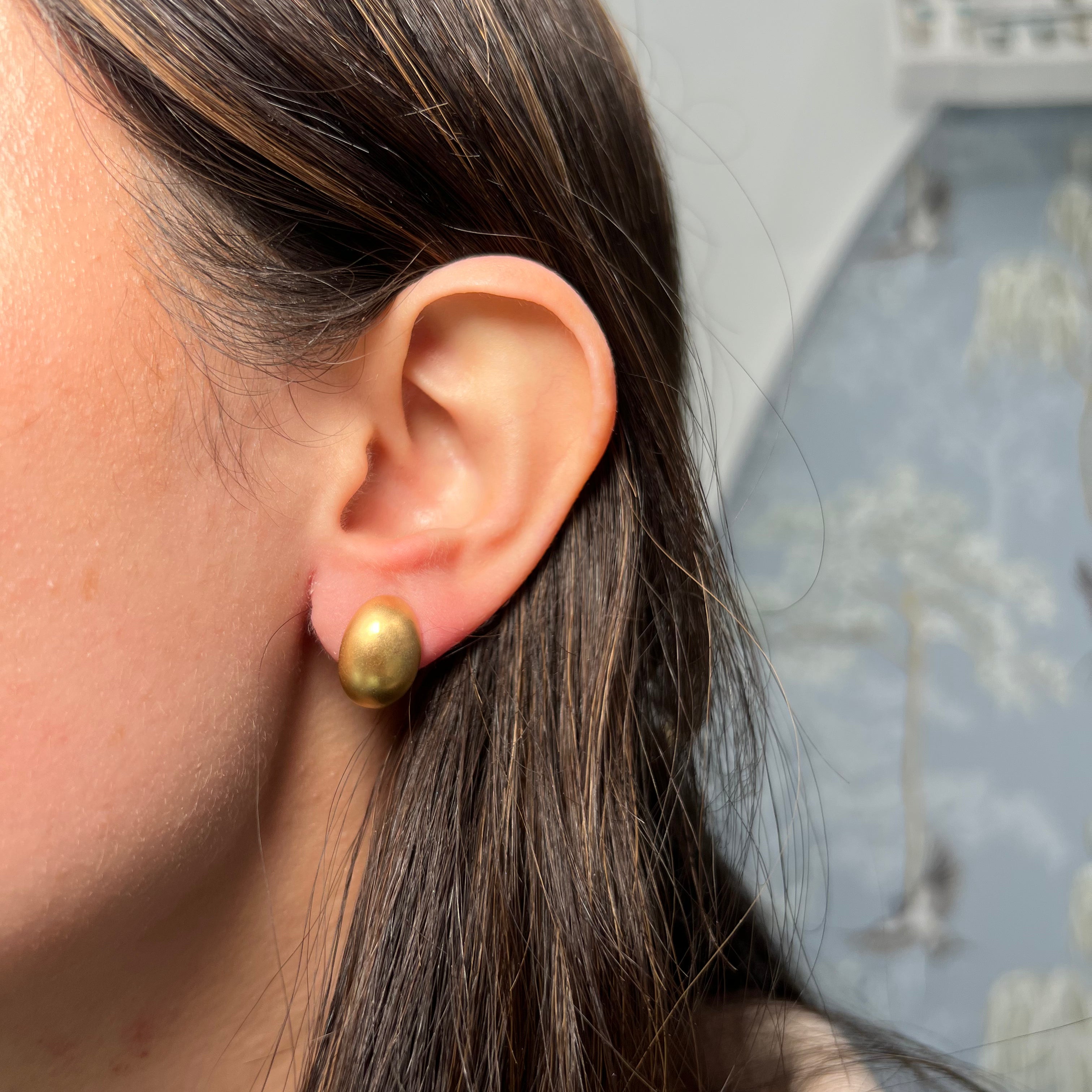 14k Yellow Gold Diamond Matte Finished Earrings