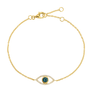 14k Yellow Gold Diamond Evil Eye Bracelet