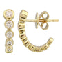 14k Yellow Gold Bezel Diamond J Hoops