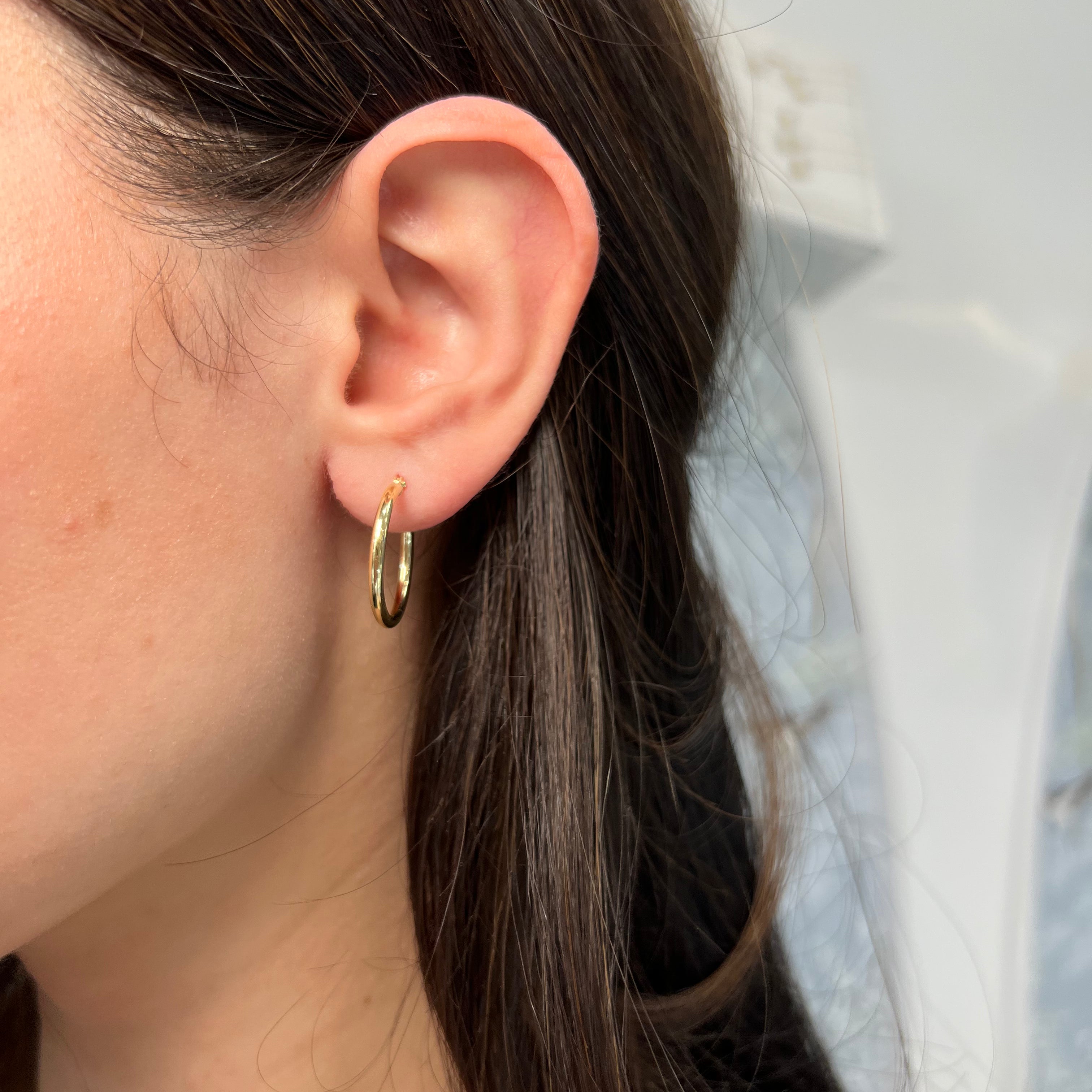 14k Yellow Gold 3/4 inch Hoop