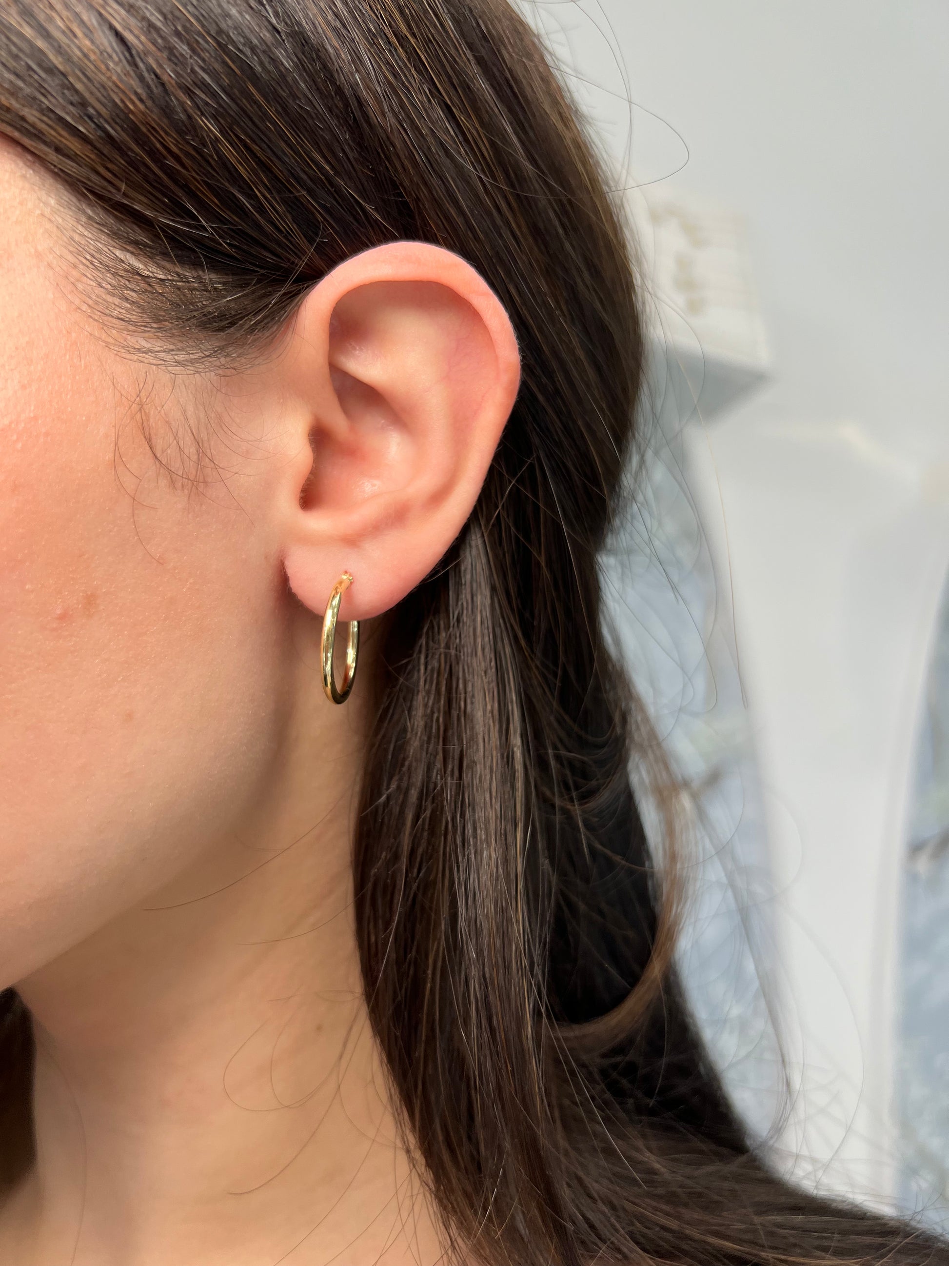 14k Yellow Gold 3/4 inch Hoop
