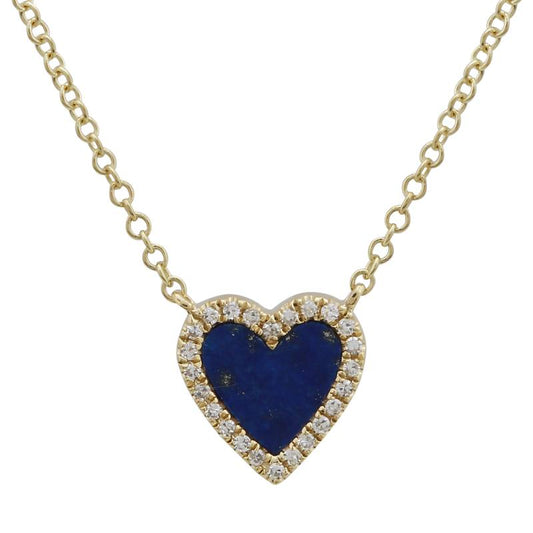 14k Yellow Gold Lapis Heart Necklace