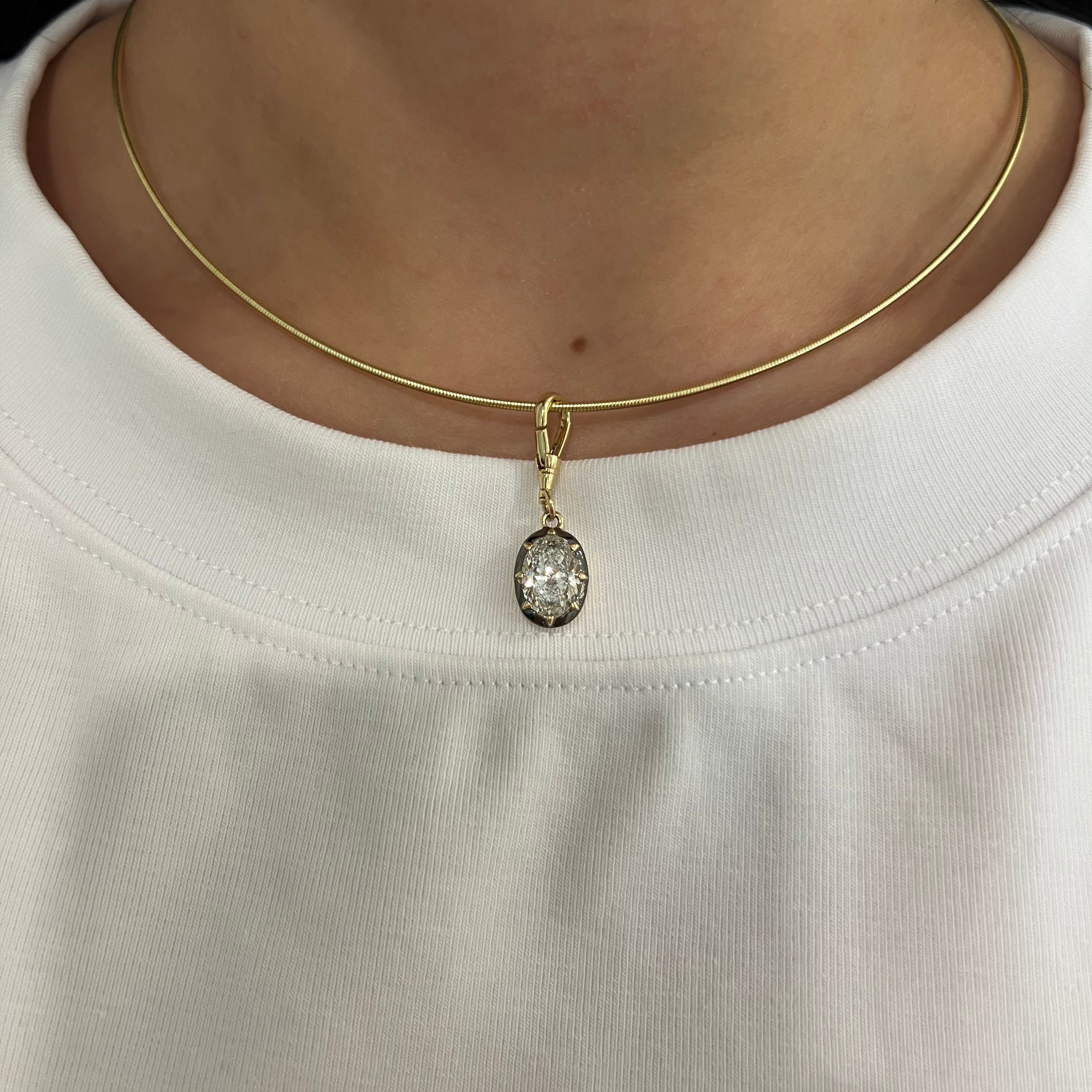 14k Georgian Style Oval Diamond Charm