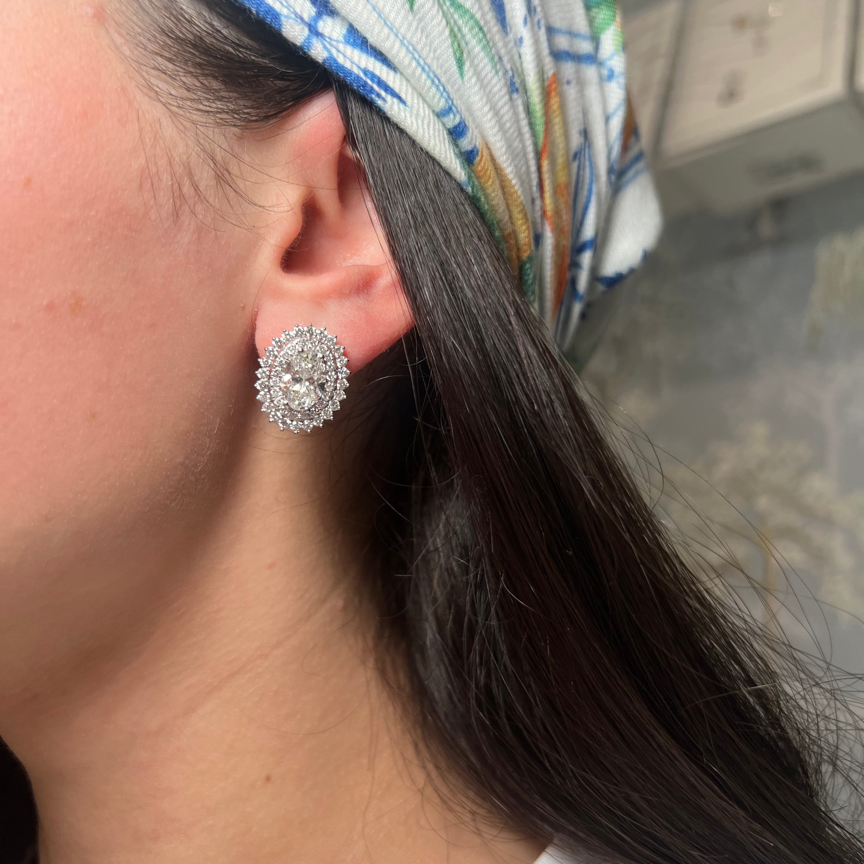 14k White Gold Lab Diamond Statement Earring