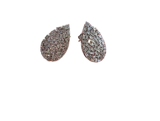 14k Gold Diamond Large Pear Studs