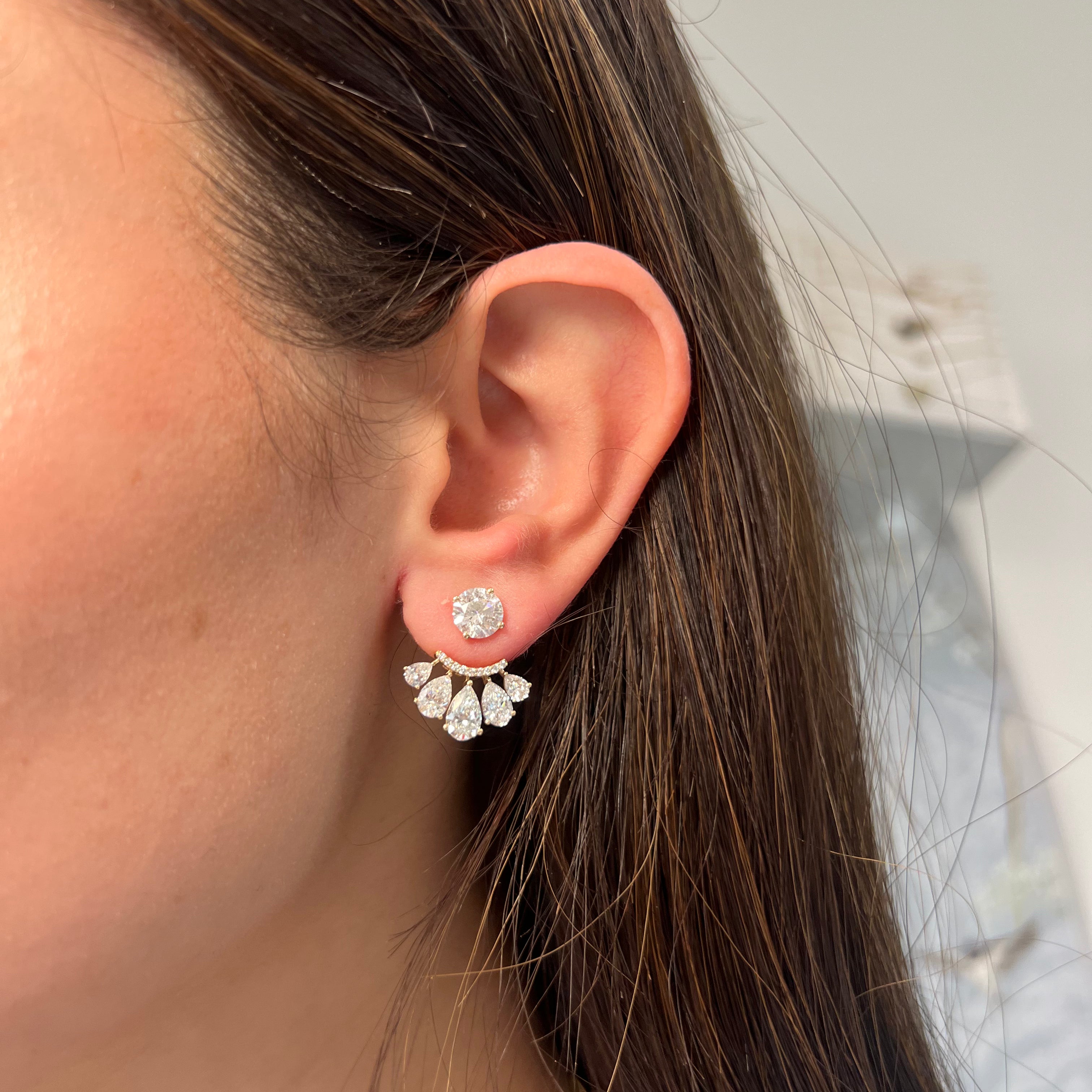 14k Gold Lab Grown 5 Pear Earring Jacket