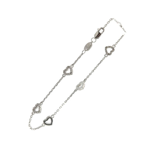 Sterling Silver Heart Single Micro Pave Diamond Bracelet