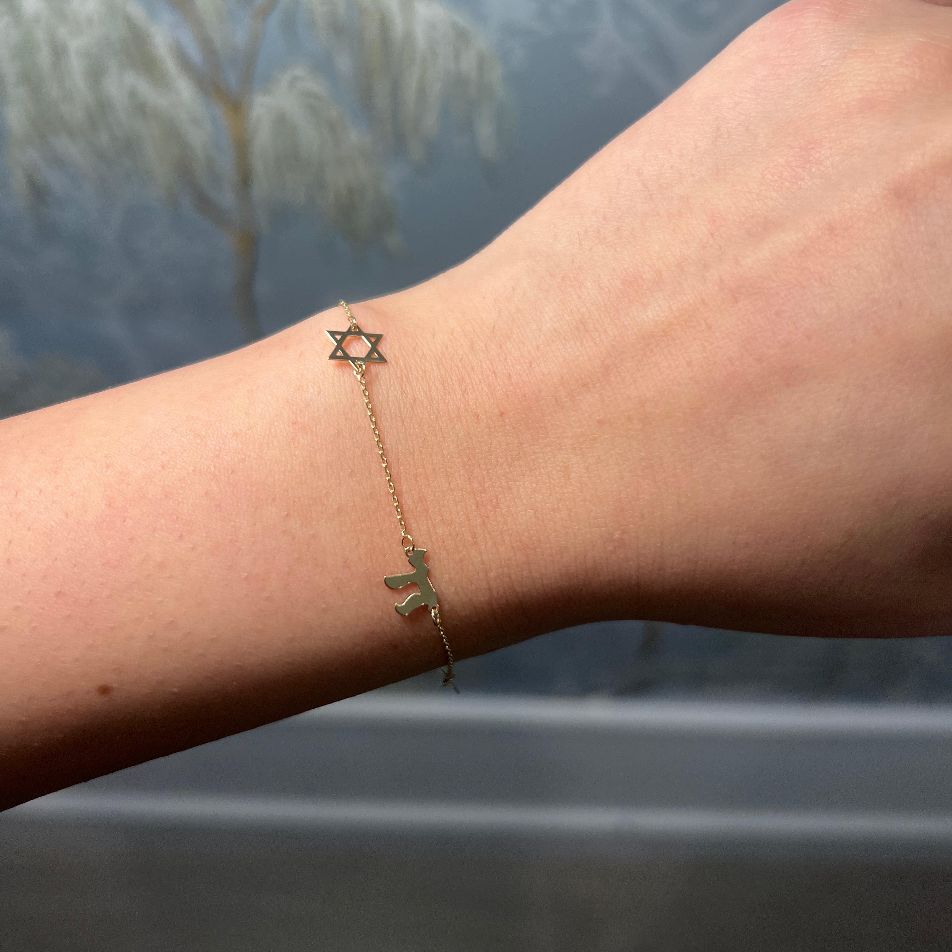 14k Yellow Gold Jewish Symbols Bracelet