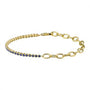 14k Yellow Gold Half Link Chain & Half Sapphire Tennis Bracelet