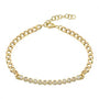 14k Yellow Gold Bezel Setting Diamond Link Chain Bracelet