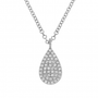 14k White Gold Pave Diamond Pear Shaped Necklace