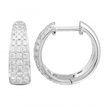 14k White Gold Pave Diamond Tapered Huggie Earrings