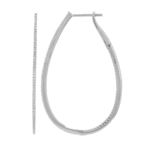 14k White Gold Pear Shaped Inside Out Diamond Hoop Earrings