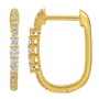14k Yellow Gold Rectangle Diamond Huggie Earrings