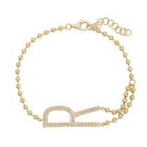 14k Yellow Gold Bead Initail Diamond Bracelet
