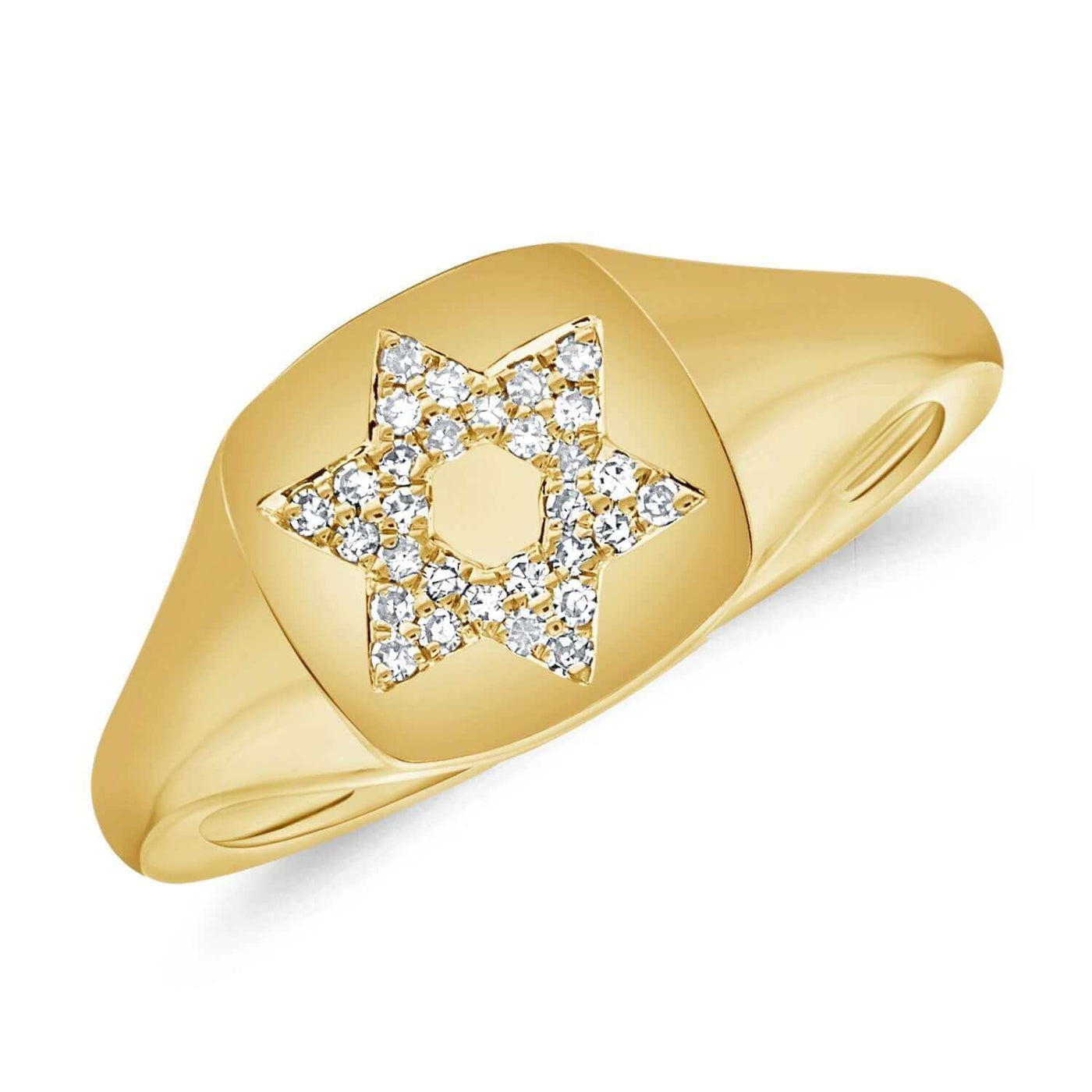 14k Gold Star Of David Diamond Ring