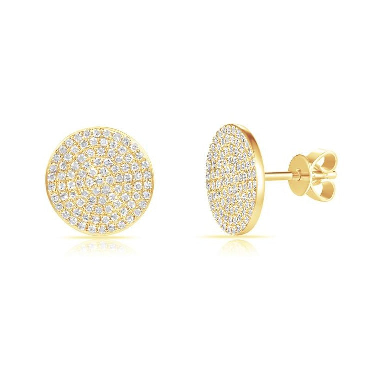 14k Large Pave Diamond Round Studs