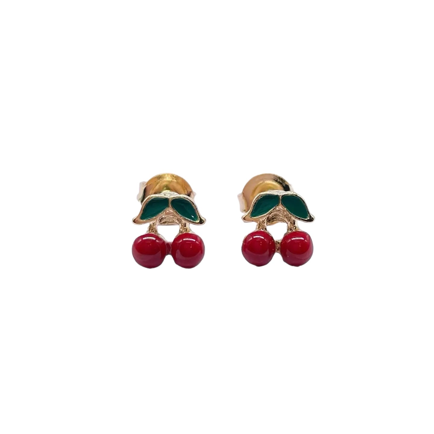 14k Cherry Enamel Studs