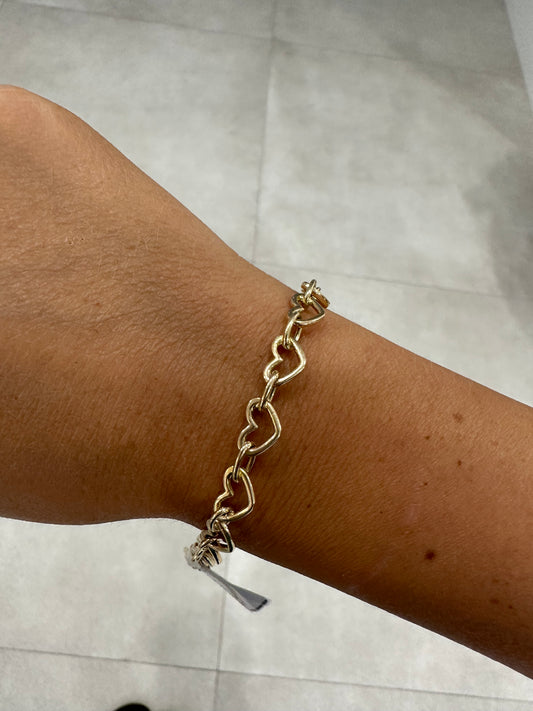 14k Yellow Gold Heart Link Bracelet