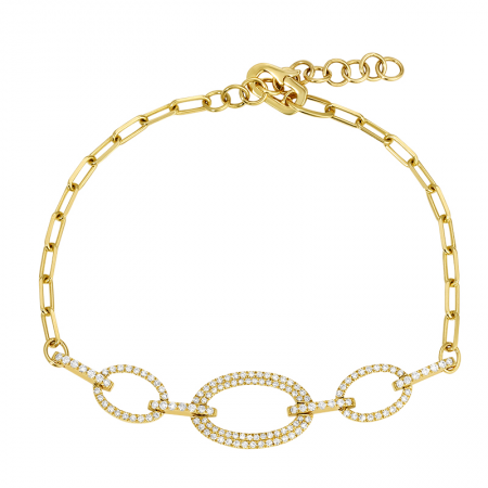 14k Yellow Gold Diamond Link Chain Bracelet