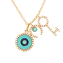 14k Yellow Gold Turquoise Charm Necklace