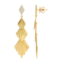 14k Yellow Gold Lines / Fluted Diamond Earrings
