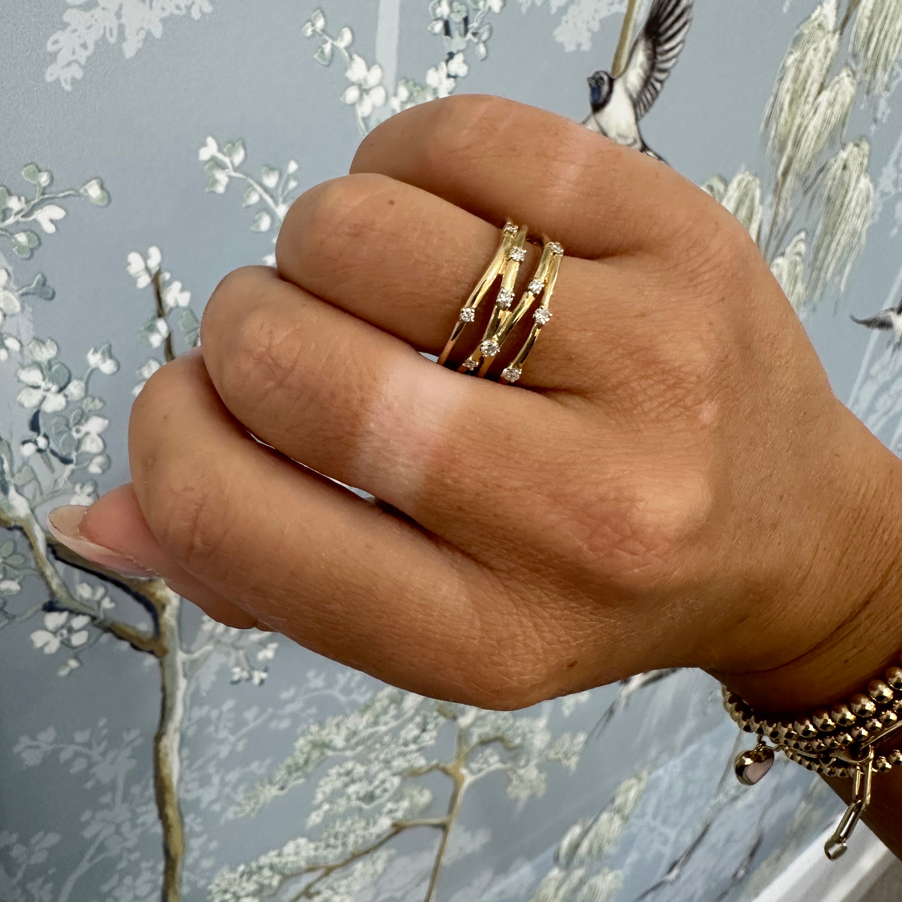 14k Wrap Ring with Diamond Stones