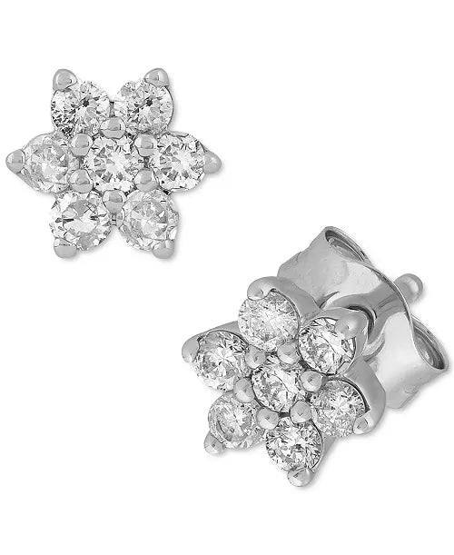 Medium 14k White gold Flower Stud